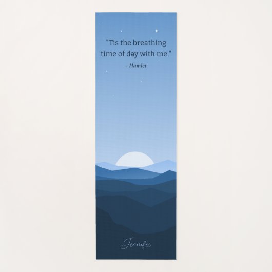 カスタムブルーシンプルマウンテンムーンナイトスカイ引用文 ヨガマット (正面)