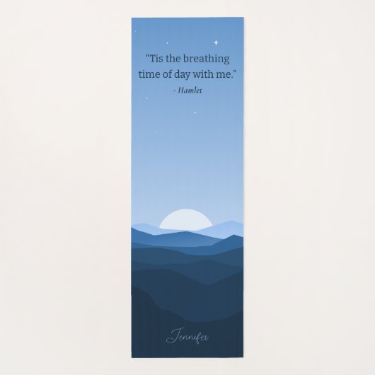 カスタムブルーシンプルマウンテンムーンナイトスカイ引用文 ヨガマット (裏面)