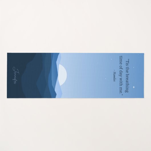 カスタムブルーシンプルマウンテンムーンナイトスカイ引用文 ヨガマット (正面(横))