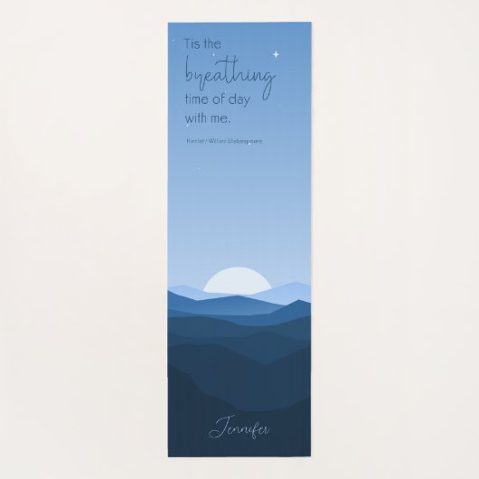 カスタムブルーシンプルマウンテンムーンブリージング引用文 ヨガマット (裏面)