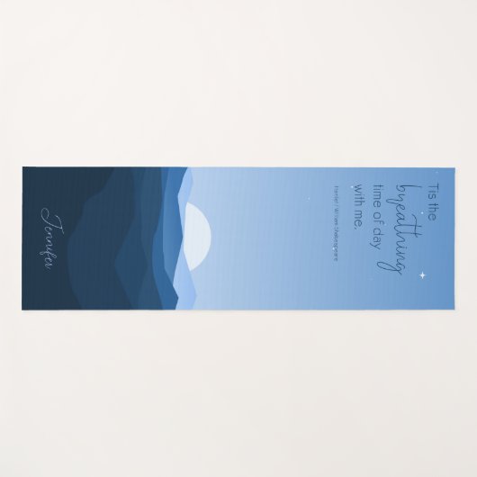 カスタムブルーシンプルマウンテンムーンブリージング引用文 ヨガマット (正面(横))