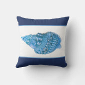 カスタムブルーシーシェル海モダン岸海軍シェル クッション (裏面)