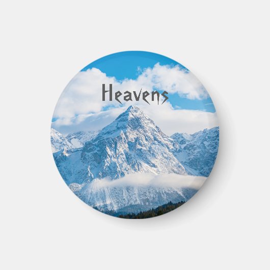 カスタムブルースカイ画像とHeavensテキスト名 マグネット (正面)