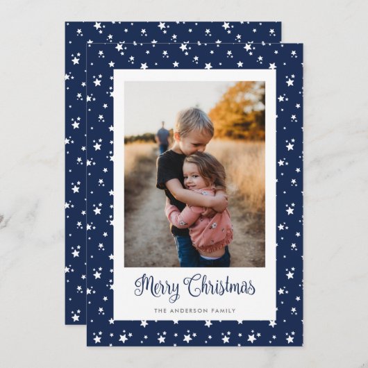 カスタムブルースターズ写真メリークリスマスカード シーズンカード (正面/裏面)
