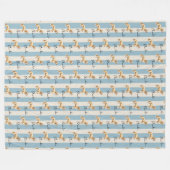 カスタムブルーストライプゴールデンドードルペット名 フリースブランケット (正面(横))