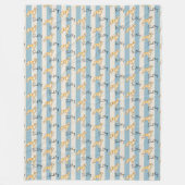 カスタムブルーストライプゴールデンレトリバーペット名 フリースブランケット (正面)