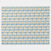 カスタムブルーストライプゴールデンレトリバーペット名 フリースブランケット (正面(横))