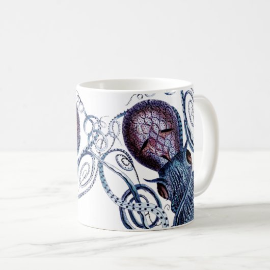 カスタムブルータコ海モダン軍海軍パープル コーヒーマグカップ (正面右)