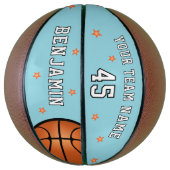 カスタムブルーチーム名数星 バスケットボール (縦)