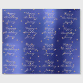 カスタムブルードットバラ金ゴールドクリスタルスワロフスキー ラッピングペーパー (フラット)