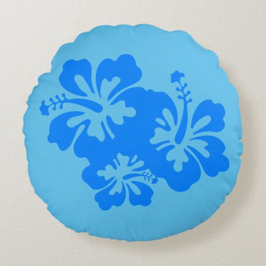 カスタムブルーハイビスカス ラウンドクッション (正面)