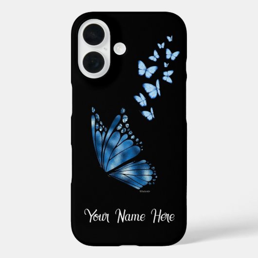 カスタムブルーバタフライフォンケース Case-Mate iPhoneケース (裏面)