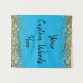 カスタムブルーバックドランドバースデーパーティー写真ブース タペストリー (正面(横))