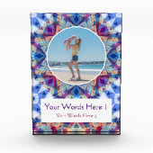 カスタムブルーパープルスターマザーズデイママママママギフト フォトブロック (正面)