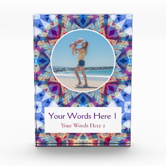 カスタムブルーパープルスターマザーズデイママママママギフト フォトブロック (正面)