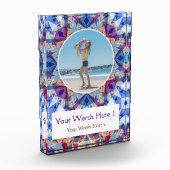 カスタムブルーパープルスターマザーズデイママママママギフト フォトブロック (左)