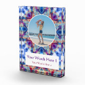 カスタムブルーパープルスターマザーズデイママママママギフト フォトブロック (右)