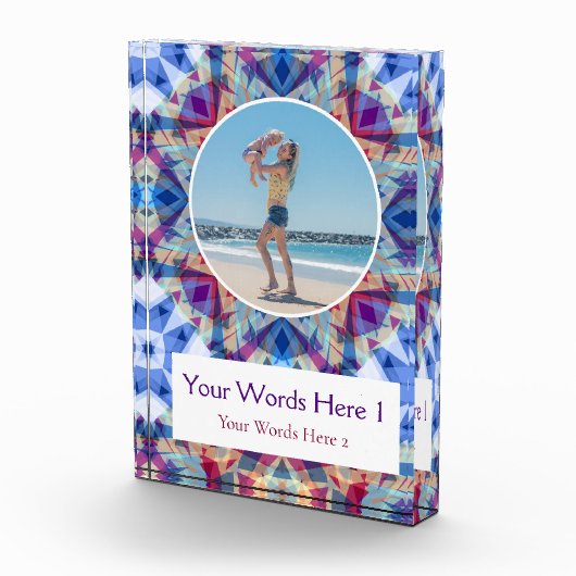 カスタムブルーパープルスターマザーズデイママママママギフト フォトブロック (右)