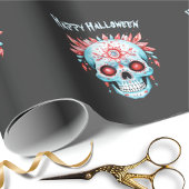 カスタムブルーピモダンックスハロウィーンシュガースカル ラッピングペーパー