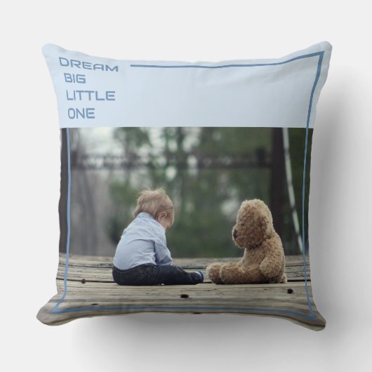 カスタムブルーピロー | 犬パーソナライズされたと子供 クッション (正面)