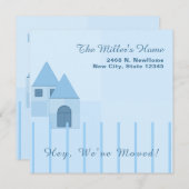 カスタムブルーフェンスホーム引っ越し祝いパーティーパーティー 案内状 (正面/裏面)