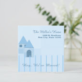 カスタムブルーフェンスホーム引っ越し祝いパーティーパーティー 案内状 (スタンド正面)