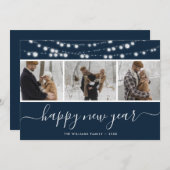 カスタムブルーフォトコラージハッピーニューイヤーカード シーズンカード (正面/裏面)
