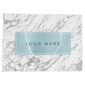 カスタムブルーブティックミニマルマーブルグレーストーン ラージペーパーバッグ (裏面)