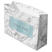 カスタムブルーブティックミニマルマーブルグレーストーン ラージペーパーバッグ (裏面アングル)