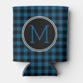 カスタムブルーブラックバッファローチェック格子模様 缶クーラー (正面)