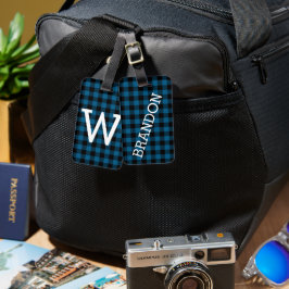 カスタムブルーブラックバッファローランバージャックパターン ラゲッジタグ