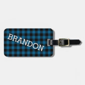 カスタムブルーブラックバッファローランバージャックパターン ラゲッジタグ (正面横)