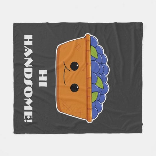 カスタムブルーベリーイラストレーションノベルティ フリースブランケット (正面(横))