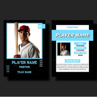 カスタムブルーベースボールトレーディングカード選手プロフィール コーリングカード