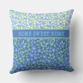 カスタムブルーペリウィンクルズDitsy花の模様 クッション (裏面)