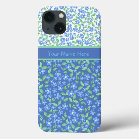 カスタムブルーペリウィンクルズDitsy花の模様 Case-Mate iPhoneケース (裏面)