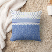 カスタムブルーペリウィンクル水玉模様フェイクレース クッション (ブランケット)