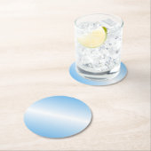 カスタムブルーホワイトカラーエレガントテンプレート ラウンドペーパーコースター (インサイチュ)