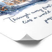 カスタムブルーホワイトスノーノルディックウィンター感動的 ポスター (角)