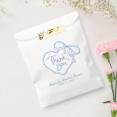 カスタムブルーホワイトハンドドローハートボウありがとう フェイバーバッグ (封をした状態)