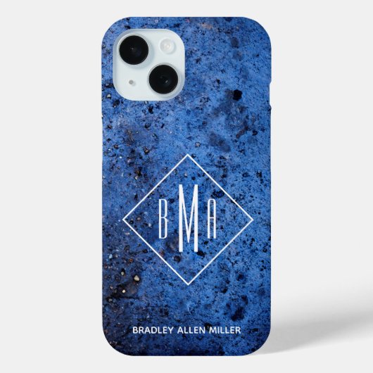 カスタムブルーホワイトモノグラム Case-Mate iPhoneケース (裏面)