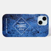 カスタムブルーホワイトモノグラム Case-Mate iPhoneケース (裏面 (横))