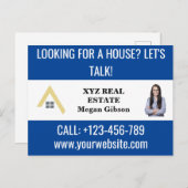 カスタムブルーホワイト実在エステートロゴのプロモーション ポストカード (正面/裏面)