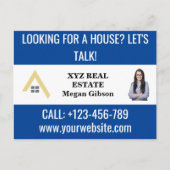 カスタムブルーホワイト実在エステートロゴのプロモーション ポストカード (正面)