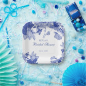 カスタムブルーホワエレガントイトフローラChinoiserie ペーパープレート (パーティー)