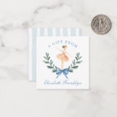 カスタムブルーボウバレリナガールギフトエンクロージャー ノートカード (正面/裏面インサイチュ)