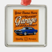 カスタムブルーマッスルカー メタルオーナメント (正面)