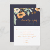 カスタムブルーミングウォーター色RSVPカード 出欠カード (正面/裏面)