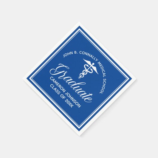 カスタムブルーメディカルスクール卒業パーティー スタンダードカクテルナプキン (角)