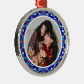 カスタムブルーメリークリスマスハッピー冬の写真 メタルオーナメント (右)